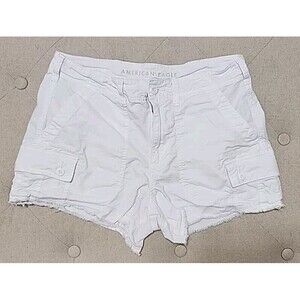 American Eagle Women's Cargo Shorts White 3" Inseam Raw Hem Size 6